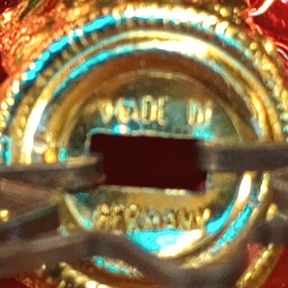 Red Heart w/White Glitter German Blown Glass Christmas Ornament 4.5” VTG - Picture 4 of 5